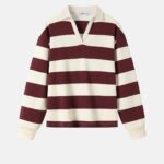 Women Striped Polo Sweatshirt