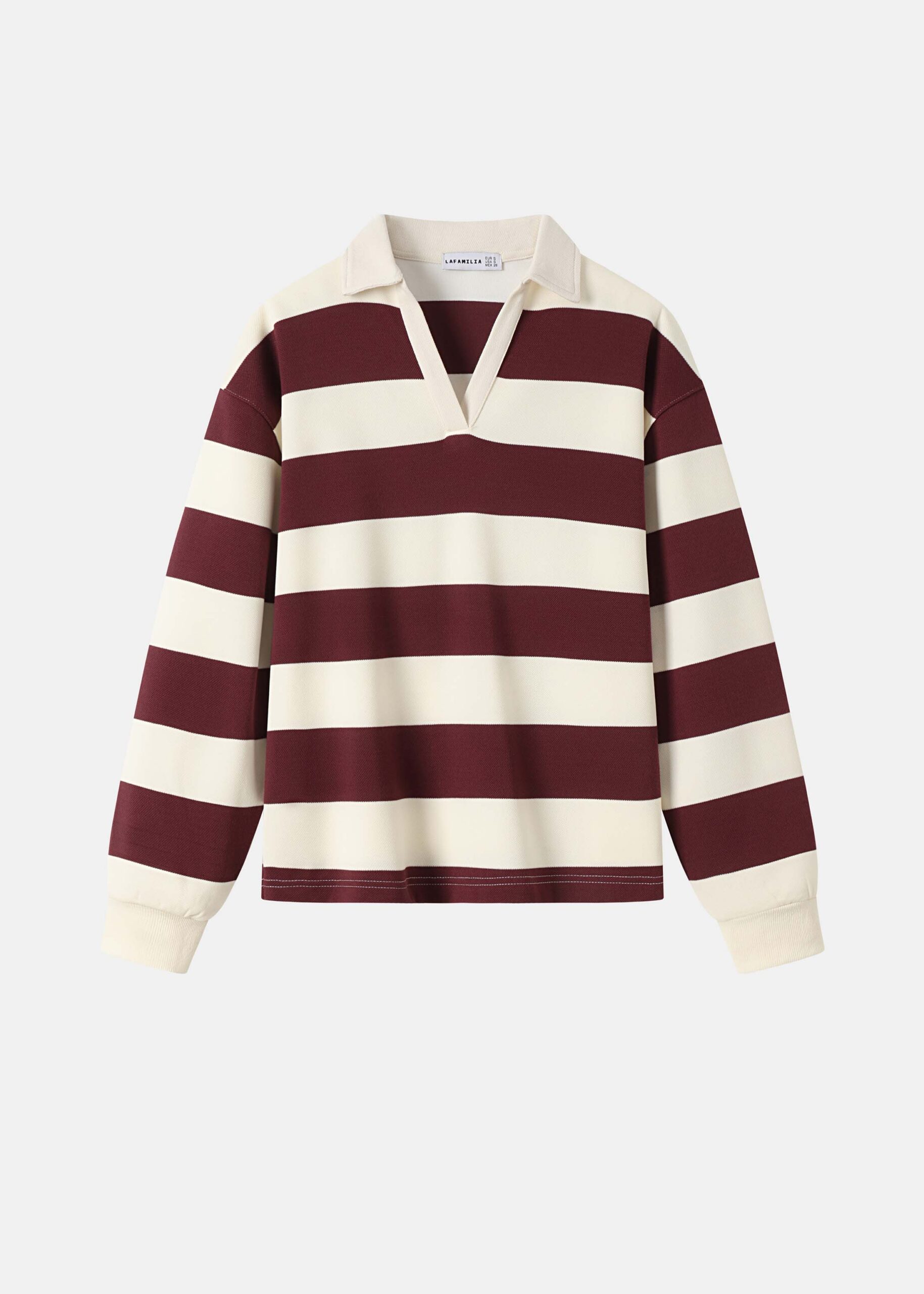 6226216011828-a Women Striped Polo Sweatshirt - Image 1