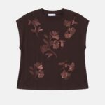 Women T-Shirt With Flower Embllishments