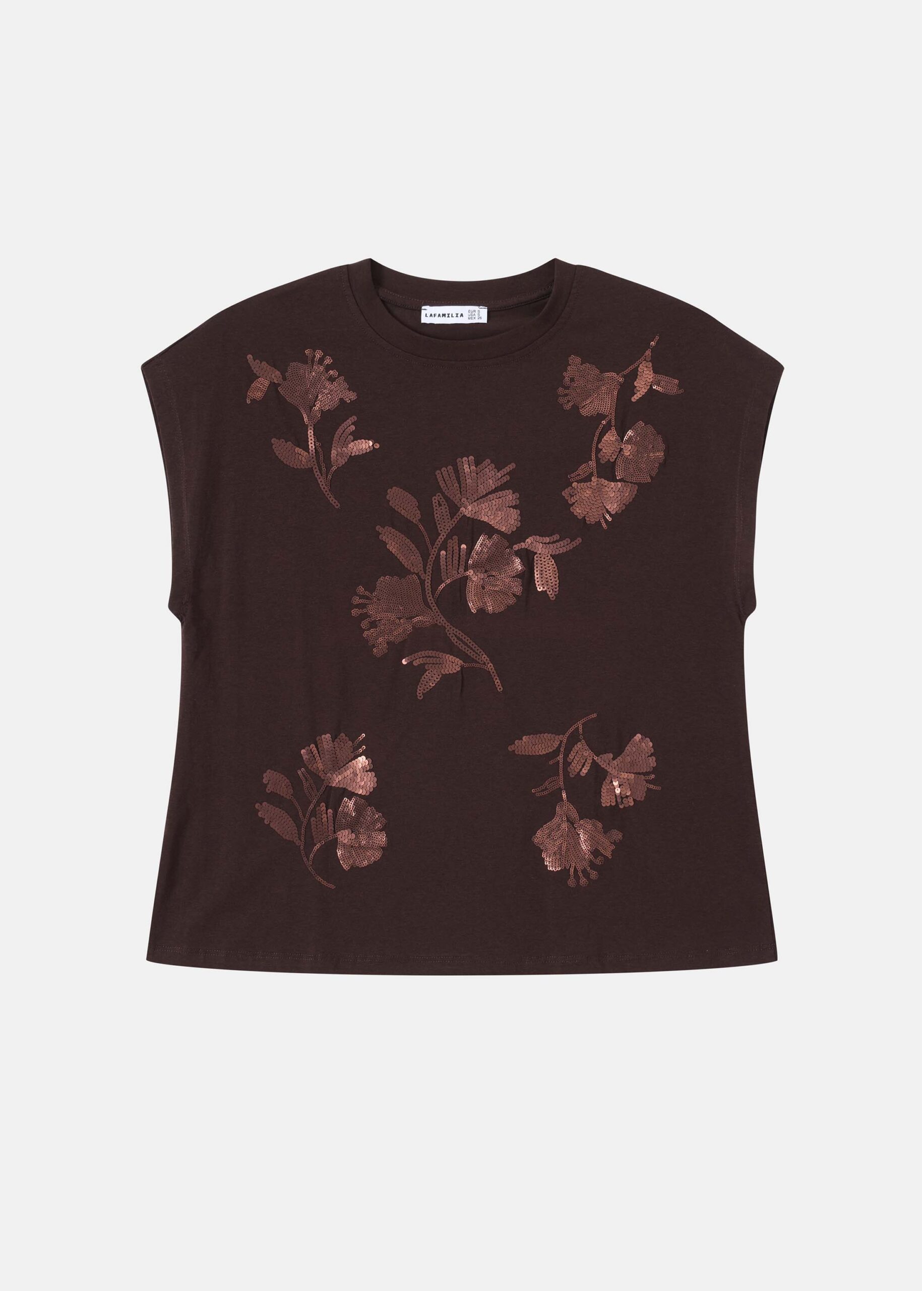 6226216013816-a Women T-Shirt With Flower Embllishments - Image 1