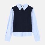 Women Classic Shirt with Knitted Top