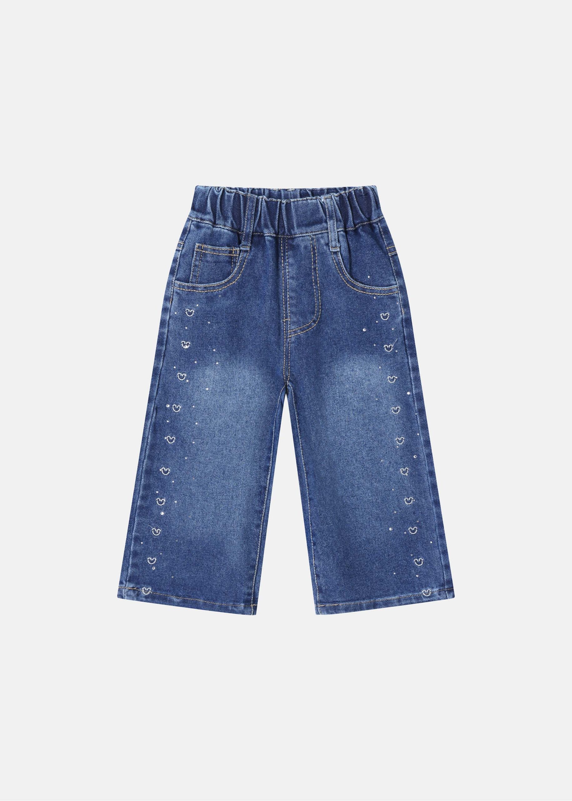 6226608030810-a Baby Girl Strass Decor Jeans Trouser - Image 1