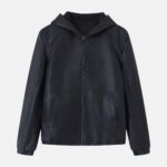 Men Leather Jacket with Hood