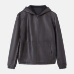 Men Leather Jacket with Hood