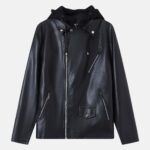 Men Leather Jacket with Hood