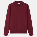 Men Long-Sleeve Knit Polo Shirt