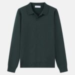 Men Long-Sleeve Knit Polo Shirt