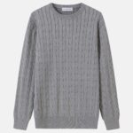 Men Crew-Neck Cable-Knit Sweater