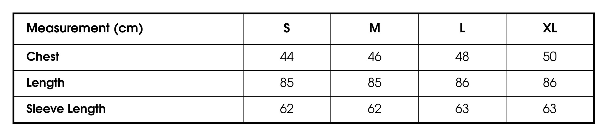 Size chart