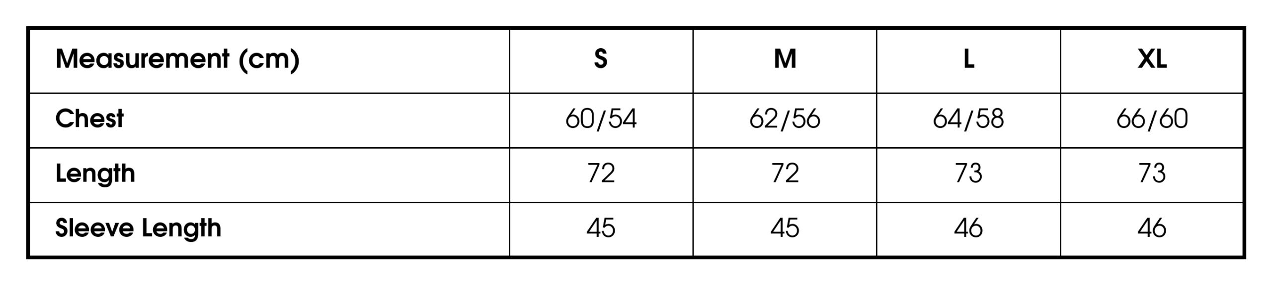 Size chart