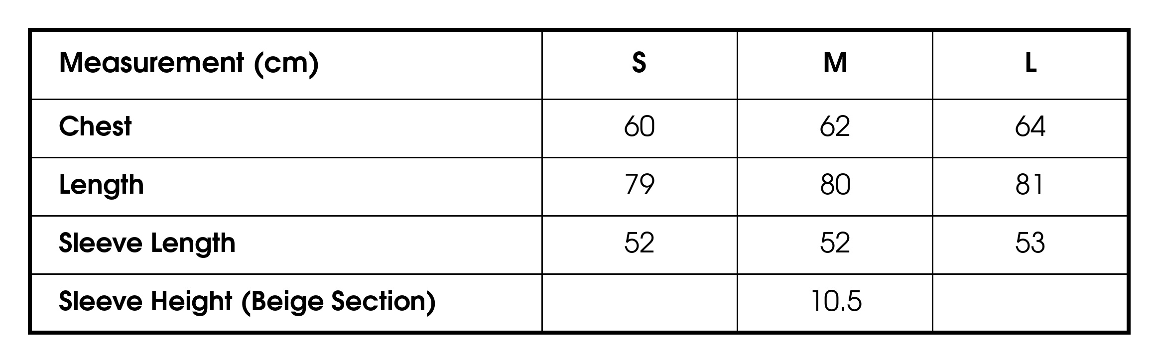 Size chart