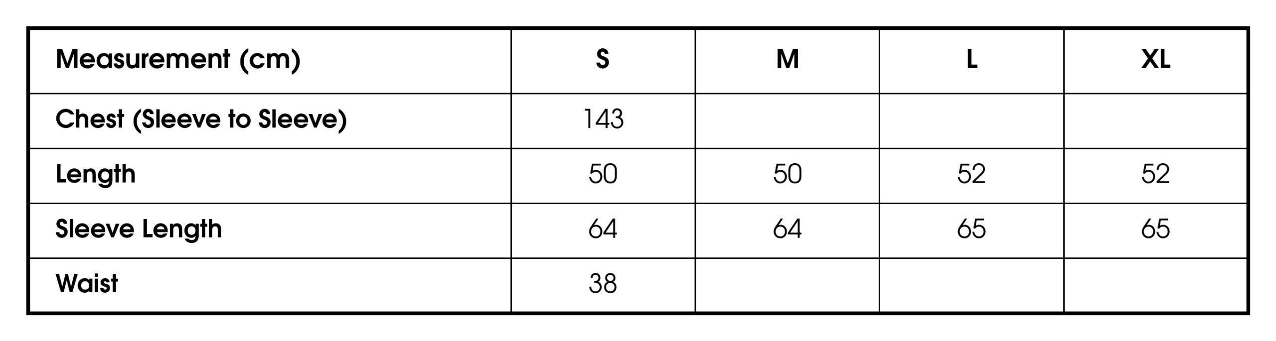 Size chart