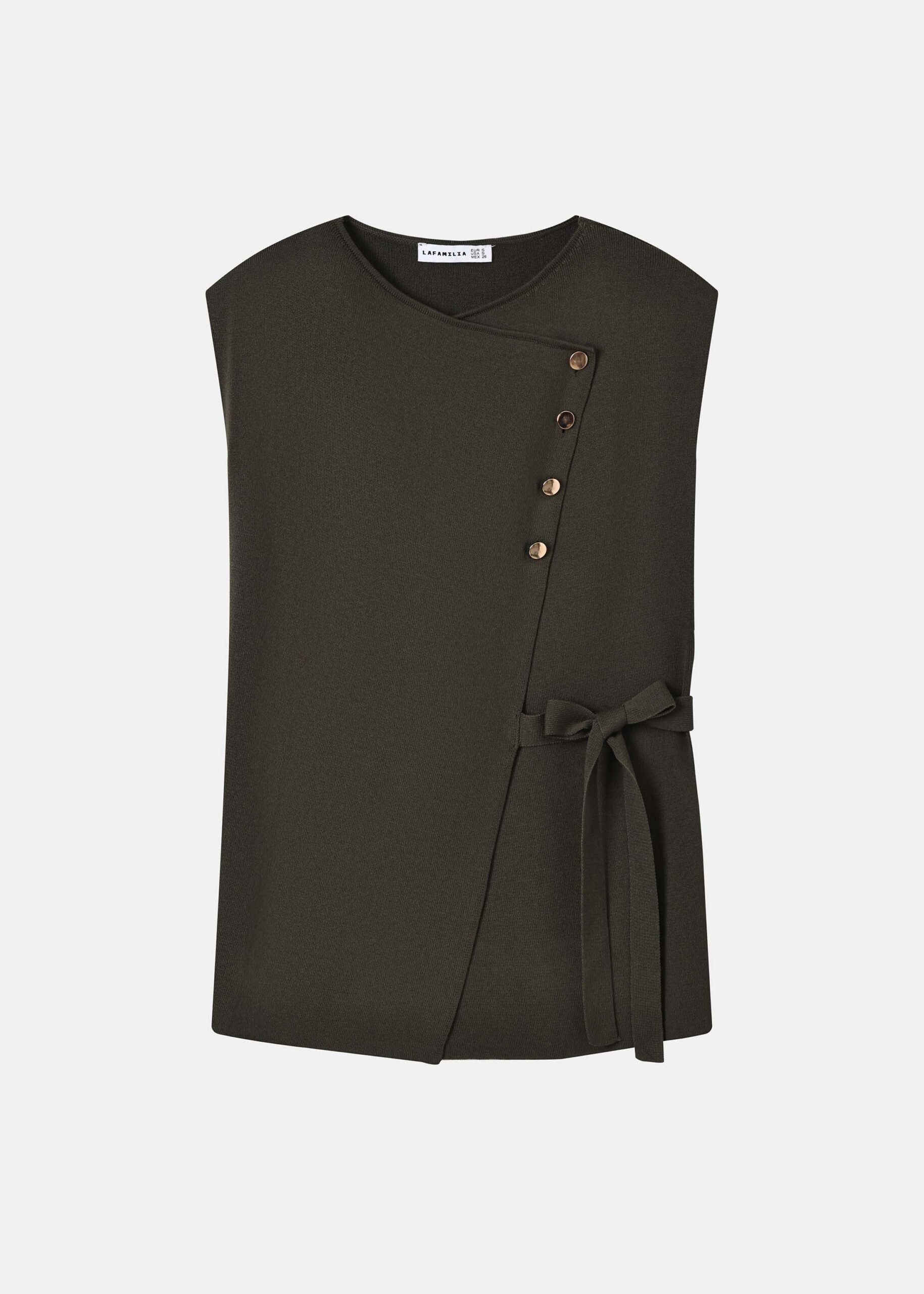 6226203036424-a Women Belted Knitted Vest - Image 1