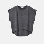 Women Knit Top with Contrast Topstitching