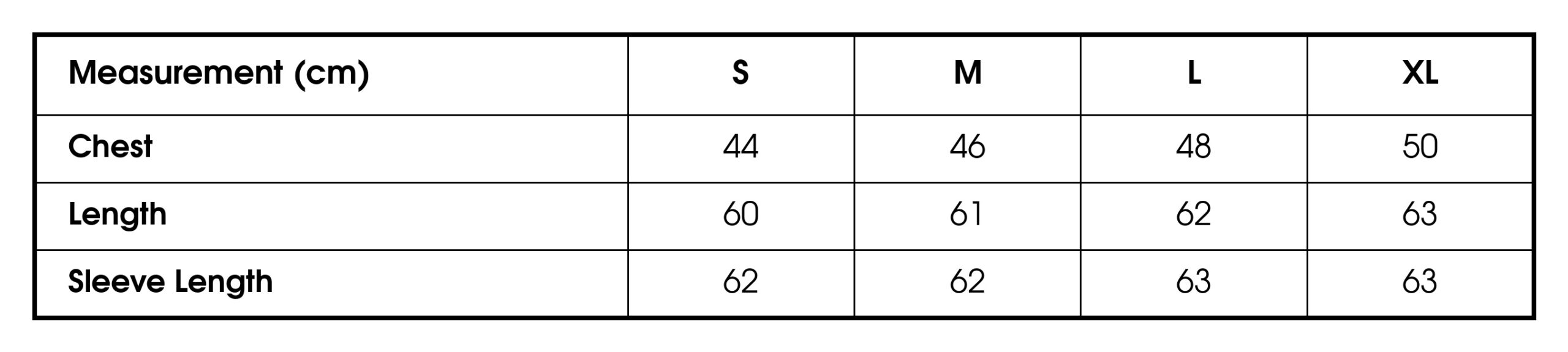 Size chart