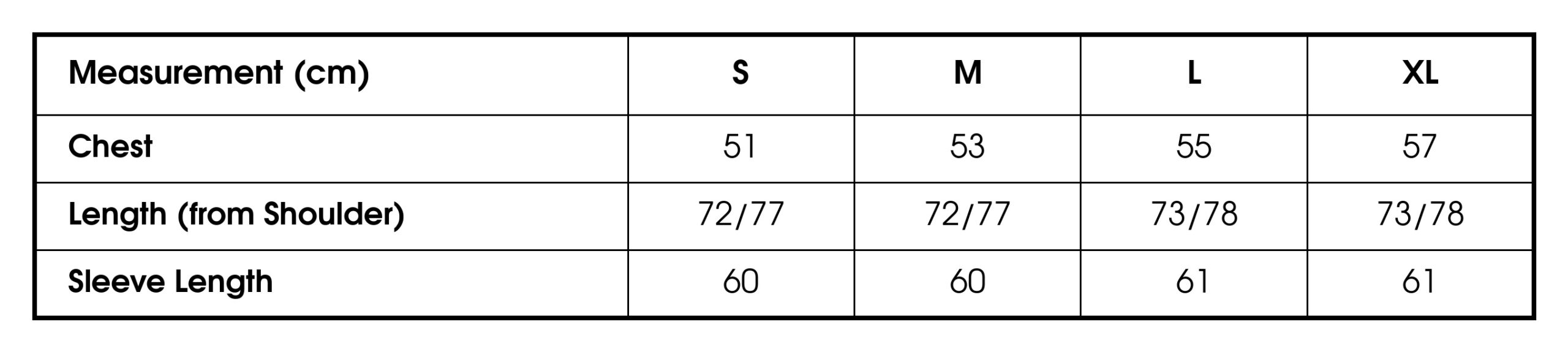 Size chart