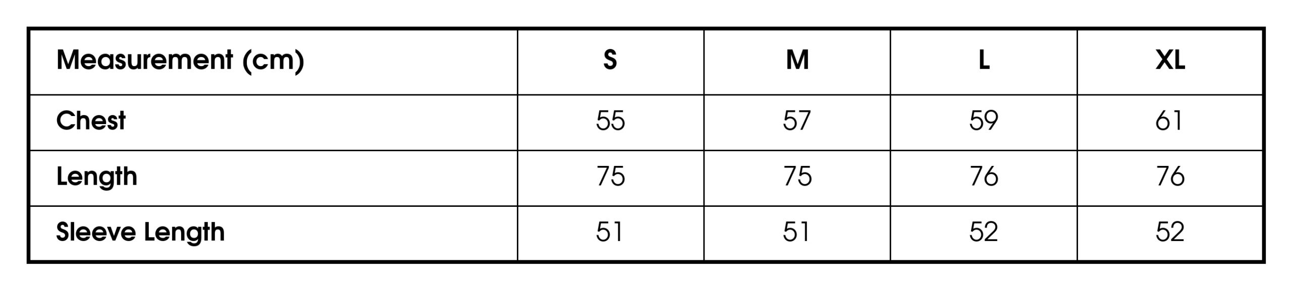 Size chart