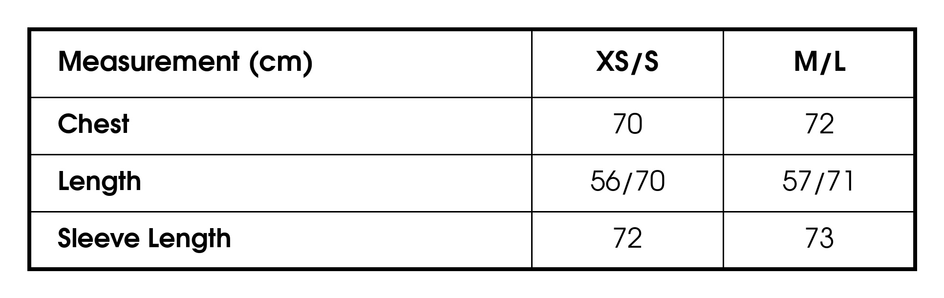 Size chart