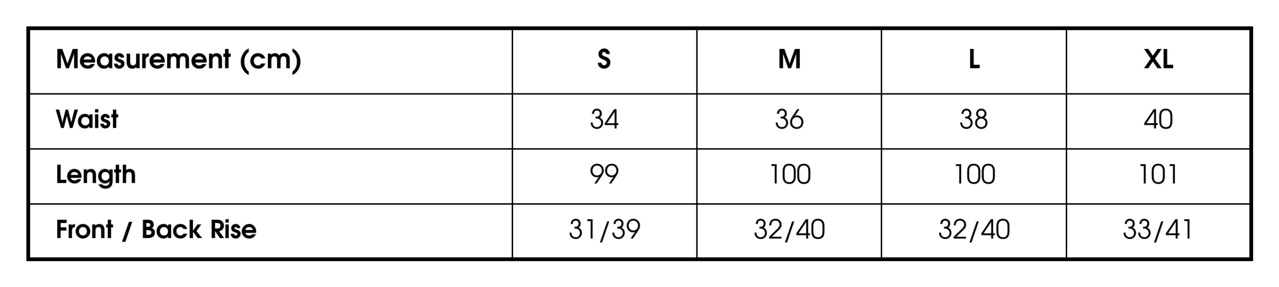 Size chart