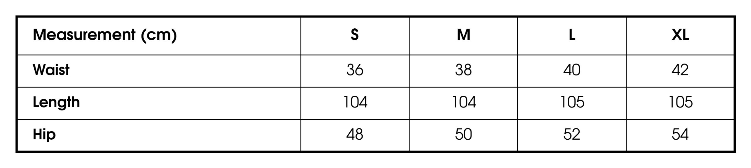 Size chart