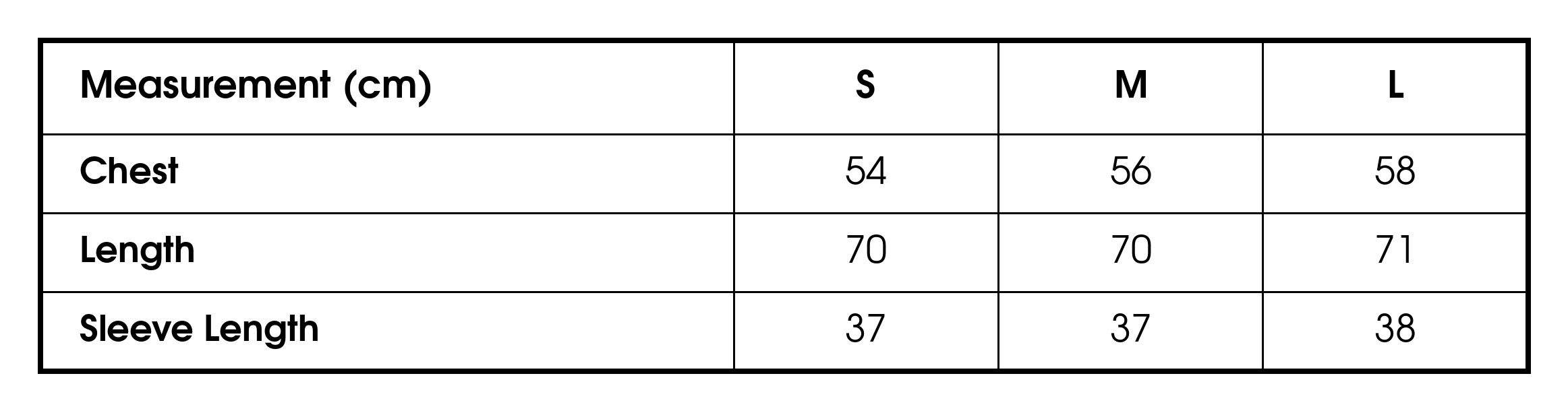 Size chart