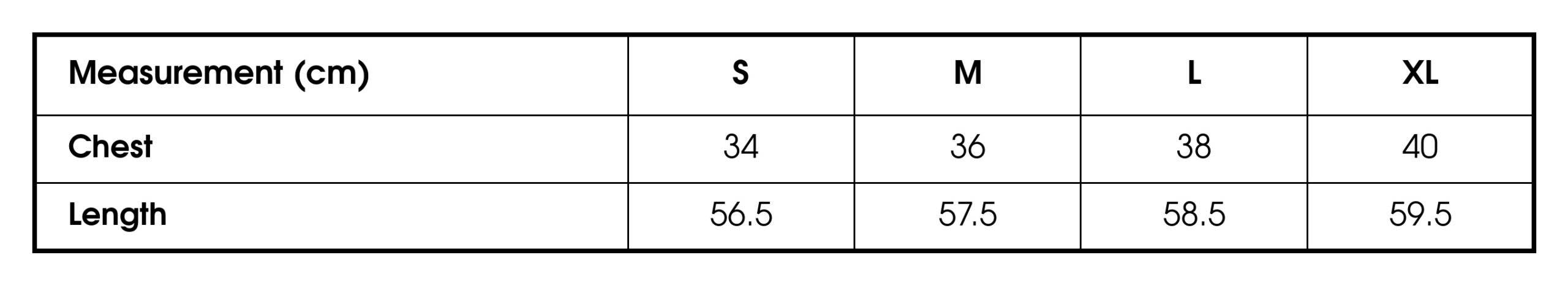 Size chart