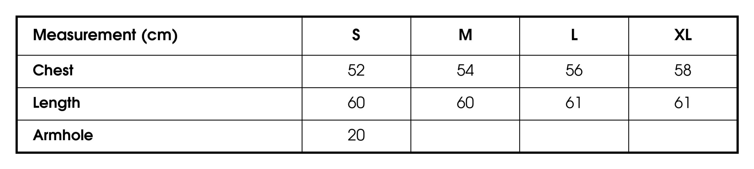 Size chart