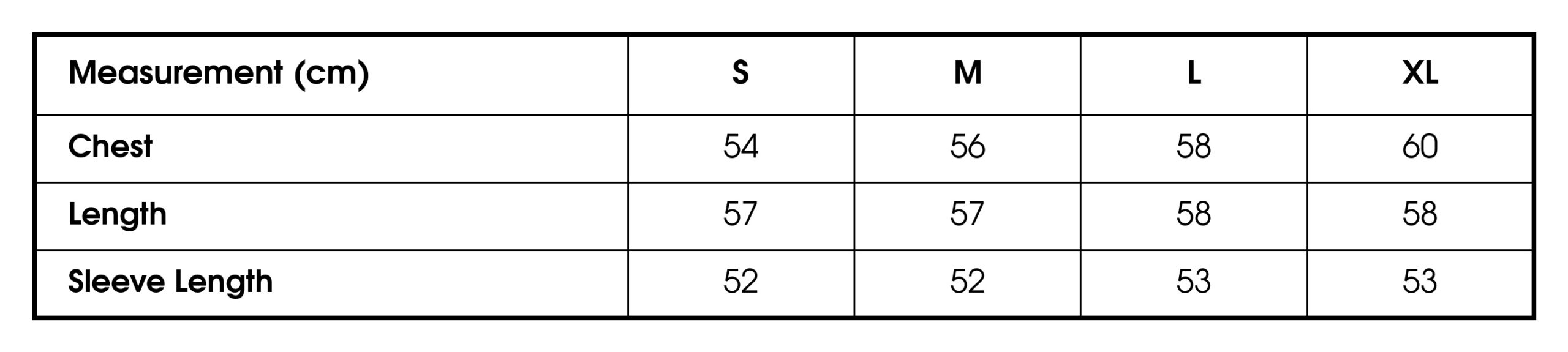 Size chart