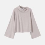 Women Long-Sleeves Assymetrical-Neckline Sweater