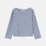 Women Long-Sleeves Boat-Neckline Stripes Top