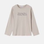 Women Long-Sleeves Round-Neckline Printed T-Shirt