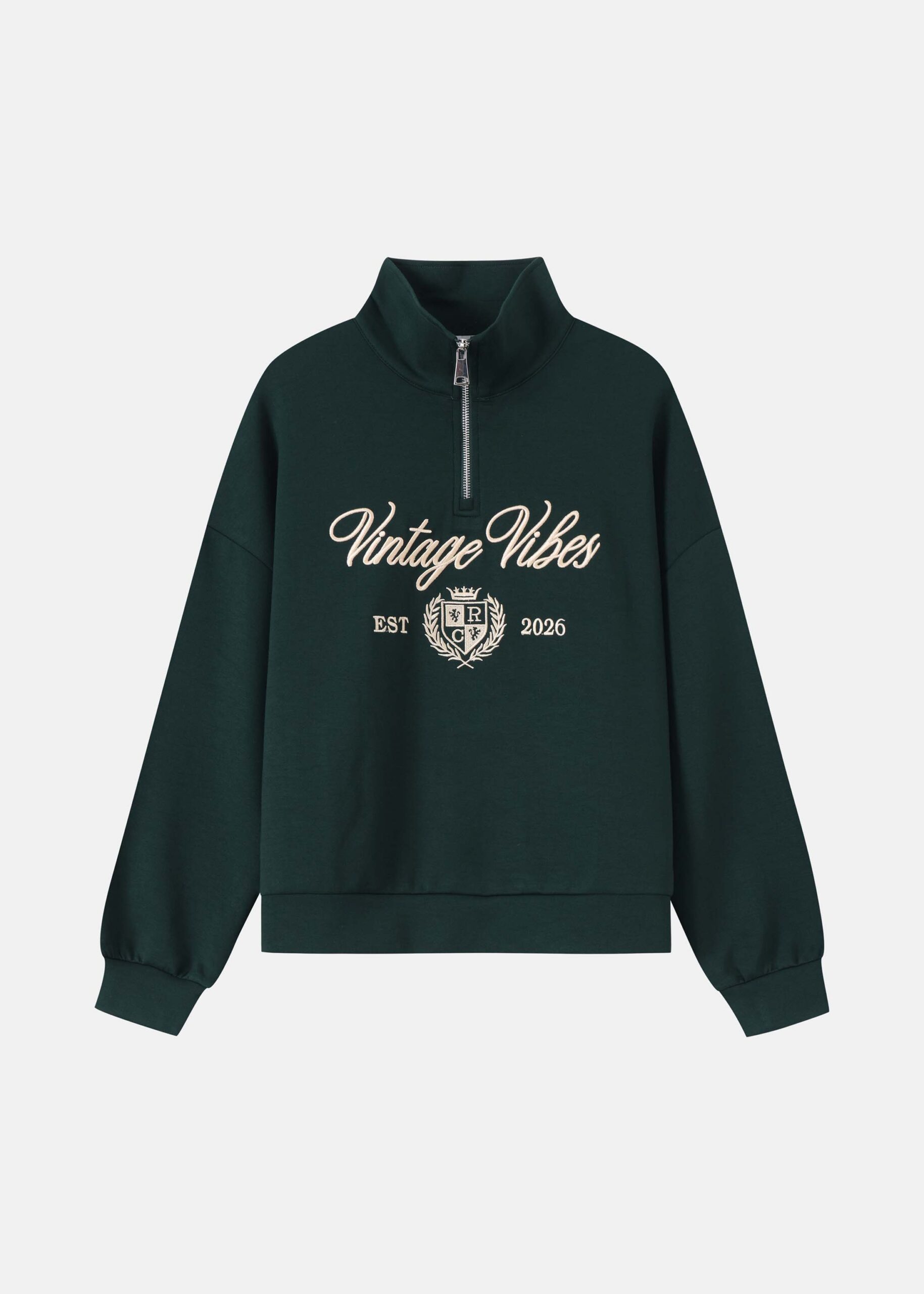 6226216016123-a Women High-Neck Quarter-Zipup Sweatshirt - Image 1
