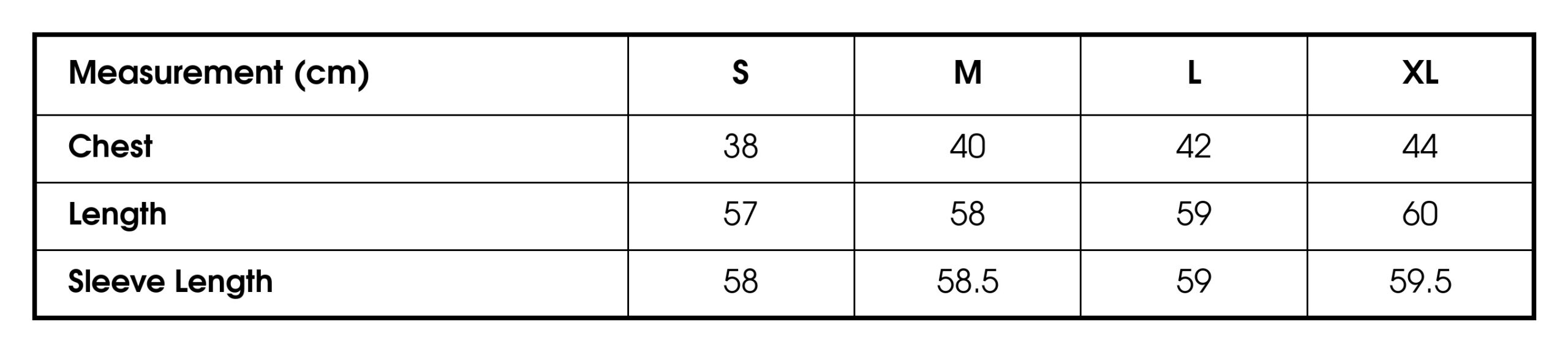 Size chart