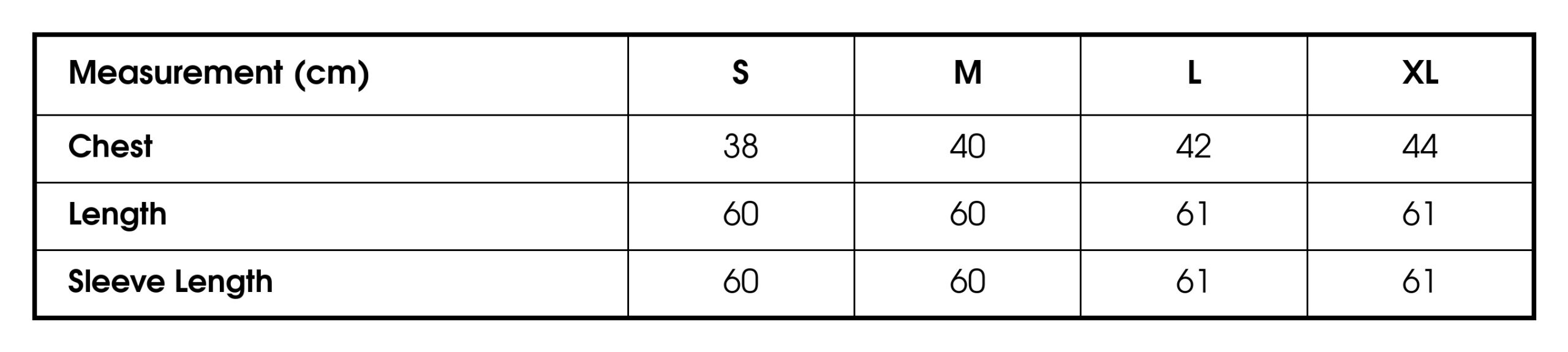 Size chart