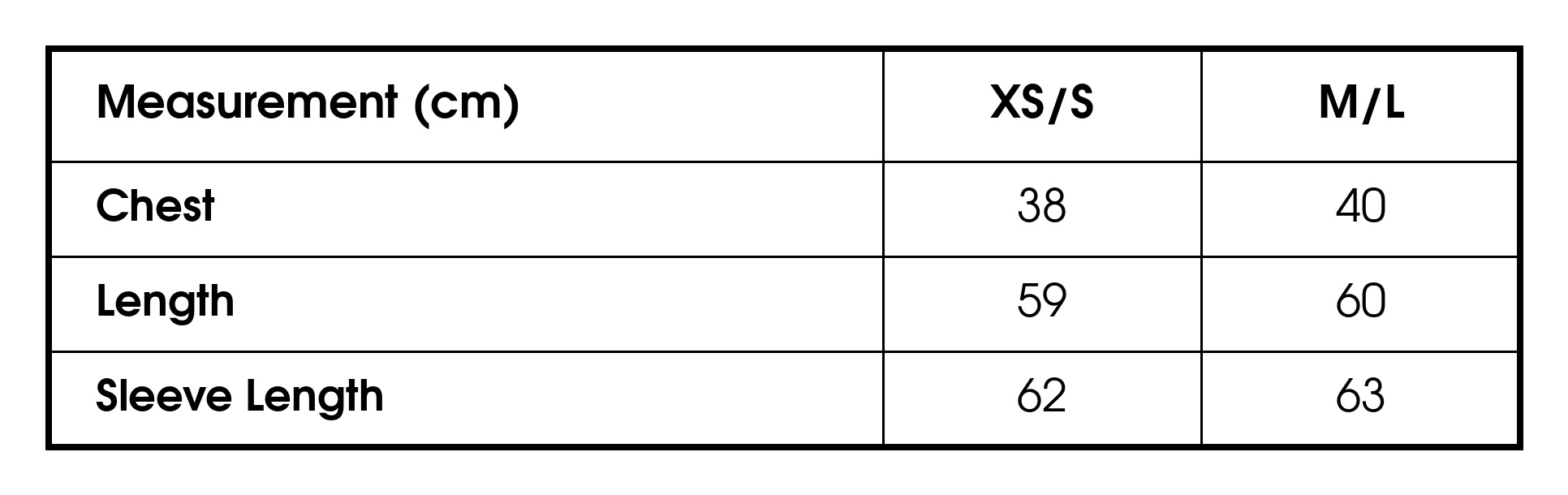 Size chart