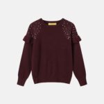 Kids Girl Sweater with Shoulder Ruffles