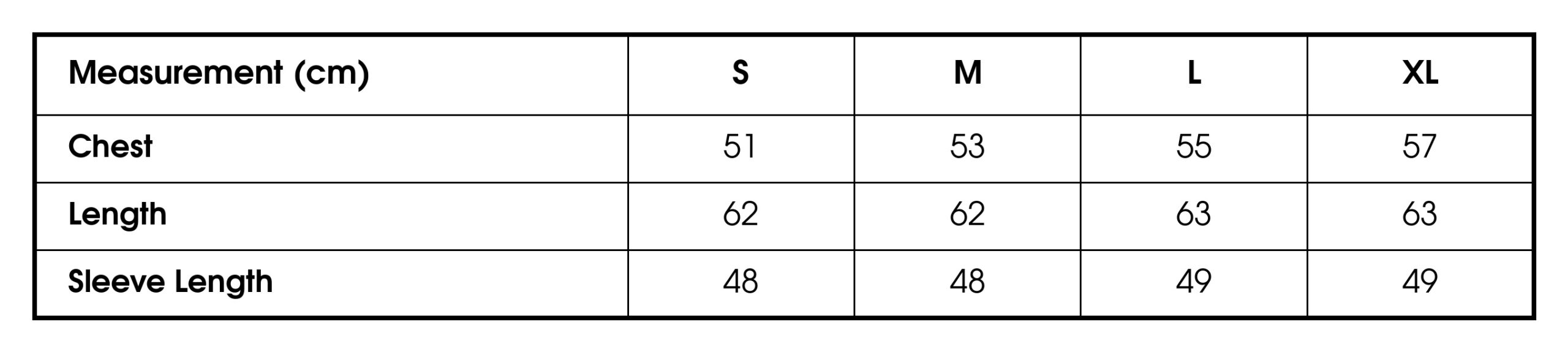 Size chart